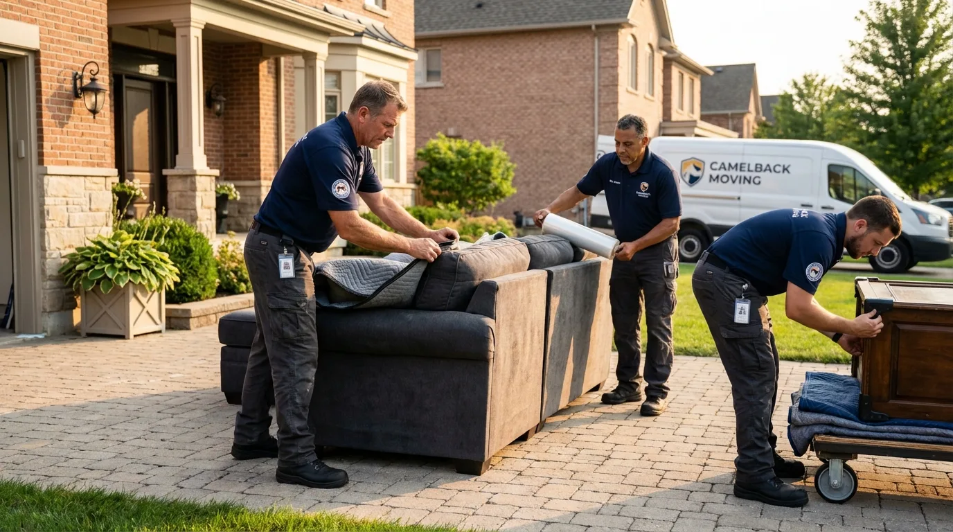 Large estate moving crew wrapping furniture in Spring Grove, IL